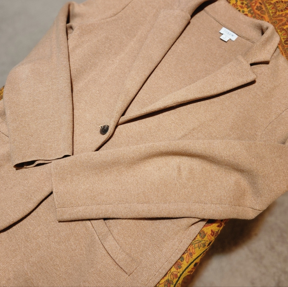 Womens J Crew Boyfriend Sweater Blazer Camel Small